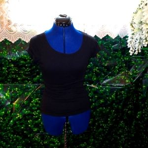 Miley Cirus Max Azaria Black Crew Neck Short-Sleeved Tee